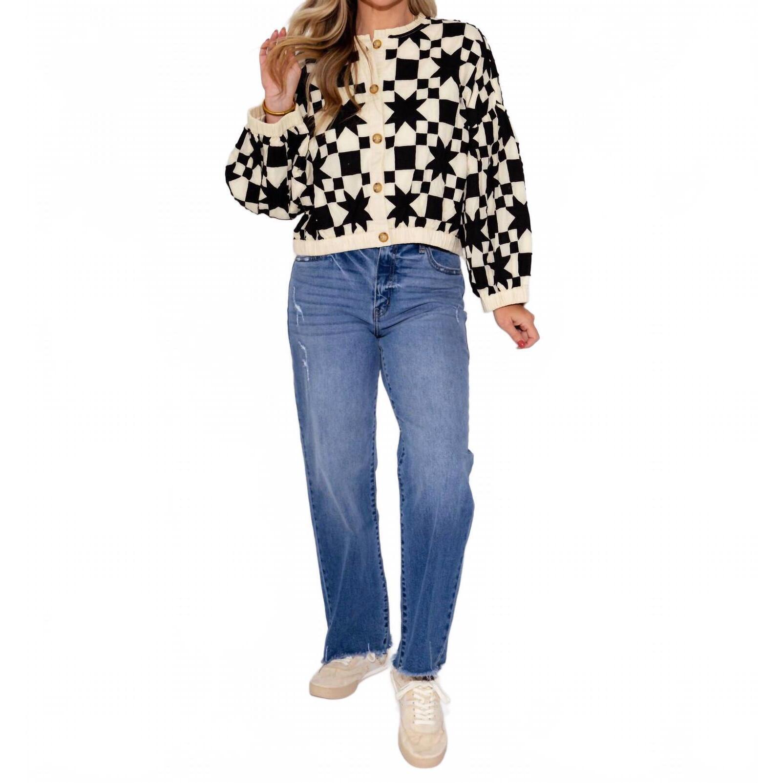 New Ivy Jane Quilted Star Jacket In Cream